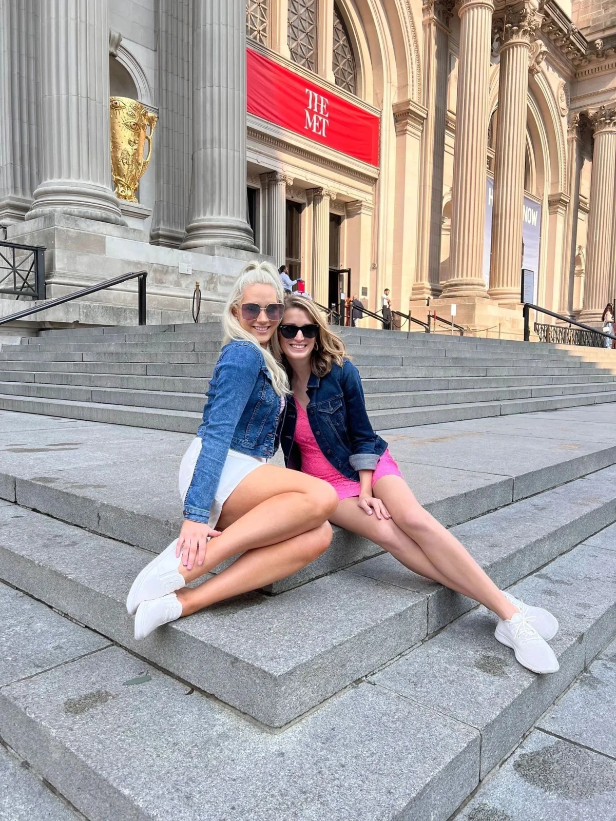 Guests posing on the Met steps